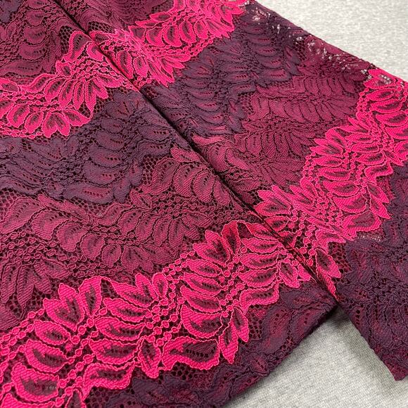 Banana Republic Top Womens L Pink Burgundy Ombre Lace Bell Sleeve Semi Sheer - Picture 7 of 12